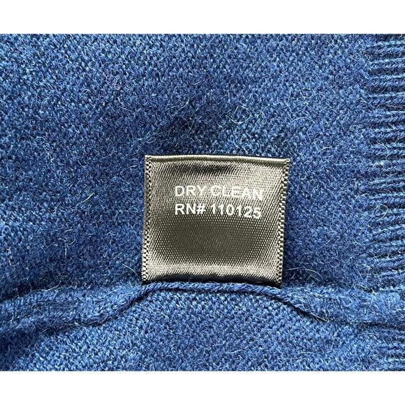 1-34 QI CASHMERE Men's Sweater V-Neck Blue 100% Cashmere Medium - Picture 7 of 11